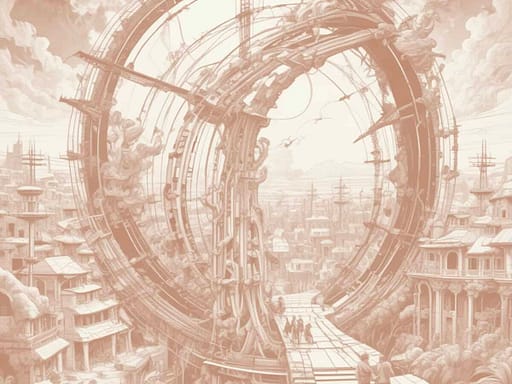 Archi concentrici che si perdono in lontananza, immagine della nostalgia del passato e del mito dell'età dell'oro